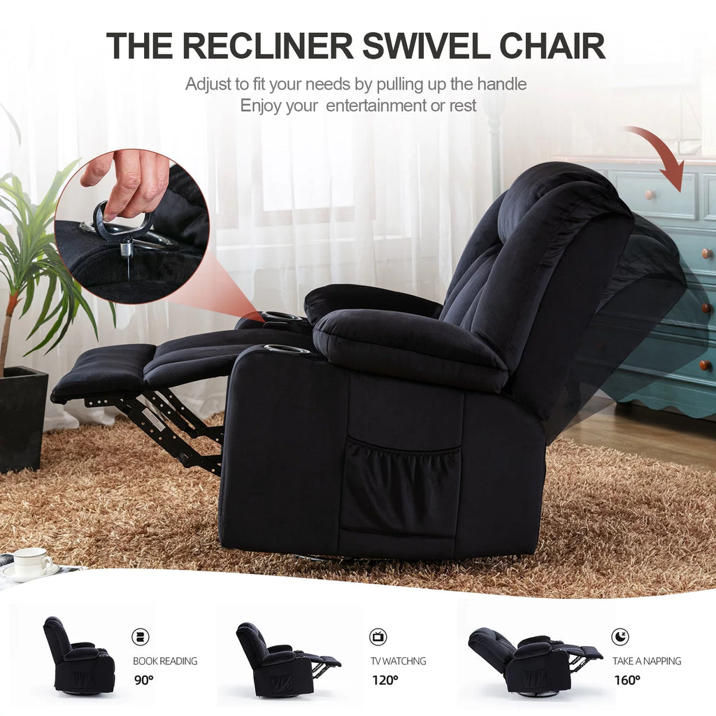 Black Heated Massage Recliner Chair L4338