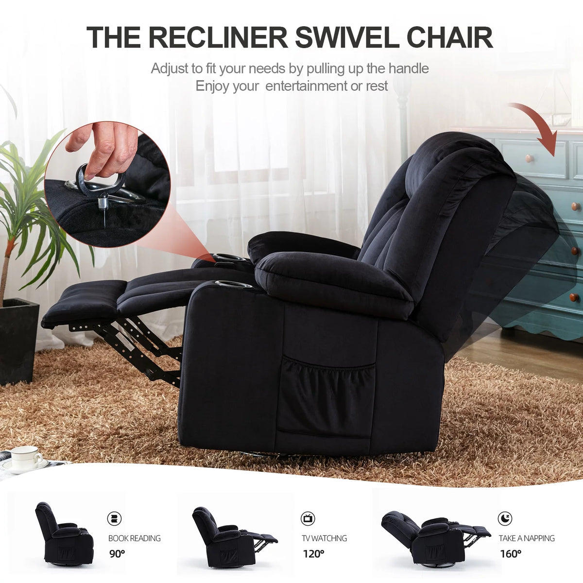 Black Heated Massage Recliner Chair L4338