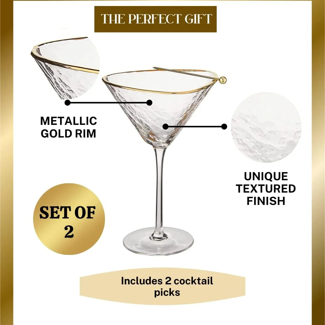 Handmade Hammered Martini Glasses Set Of 2 Y60464