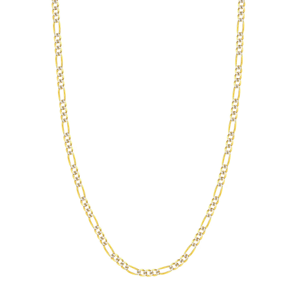 14K Two-Tone Gold 22" Pave Figaro Chain Necklace H6775