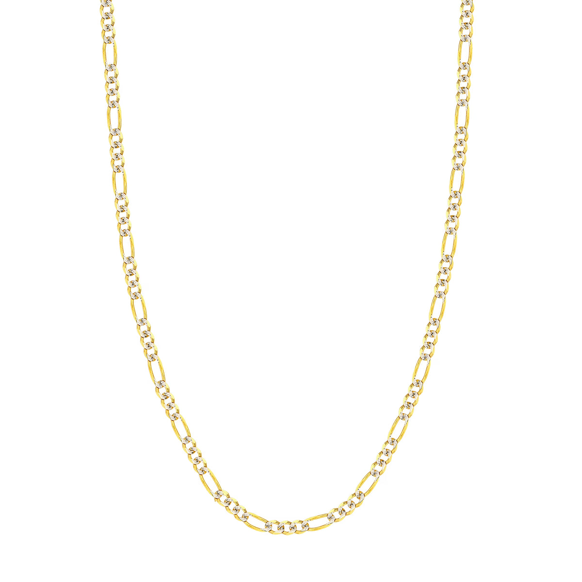 14K Two-Tone Gold 22" Pave Figaro Chain Necklace H6775
