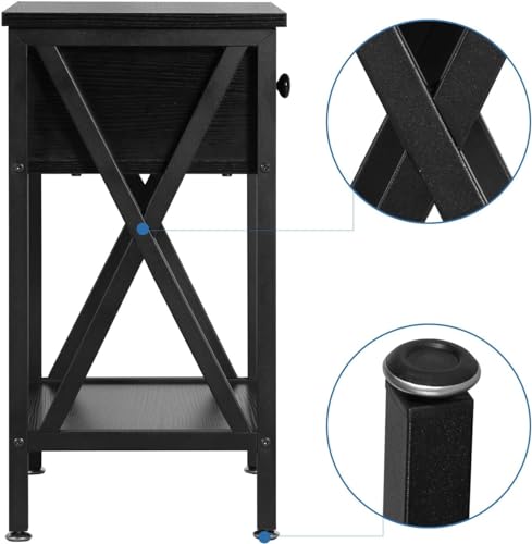 Dark Black End Side Table with Cabinet I551218