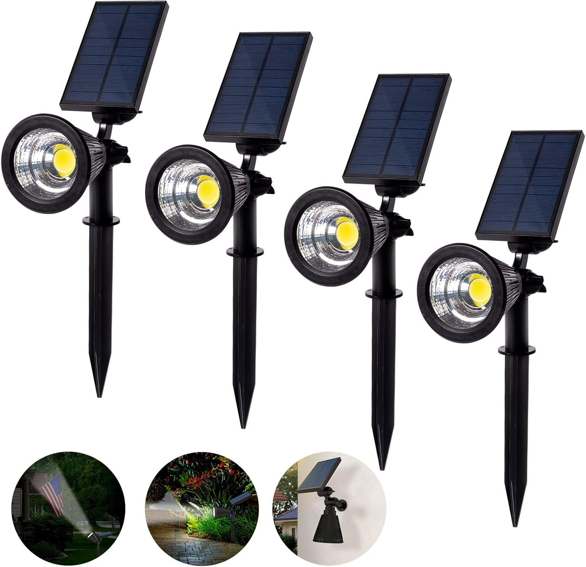 Adjustable Waterproof Solar Spot Lights 4 Pack U6764