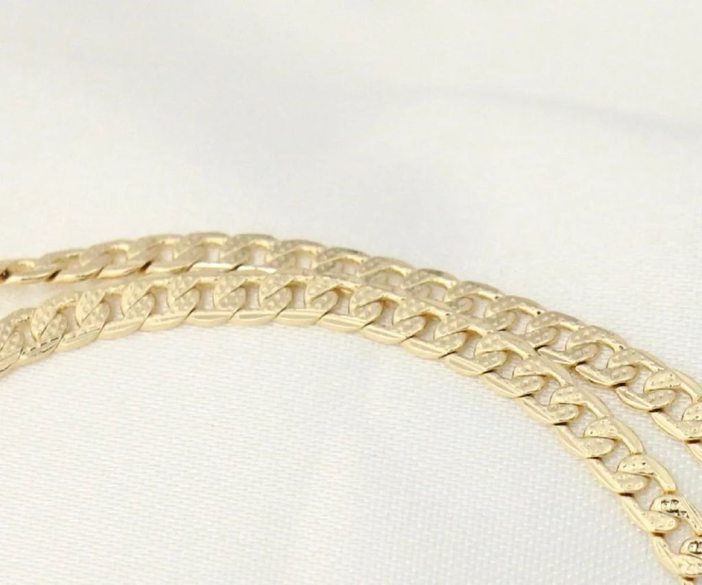 14K Bonded Gold Cuban Chain Necklace with Rose Cross Charm Y111657