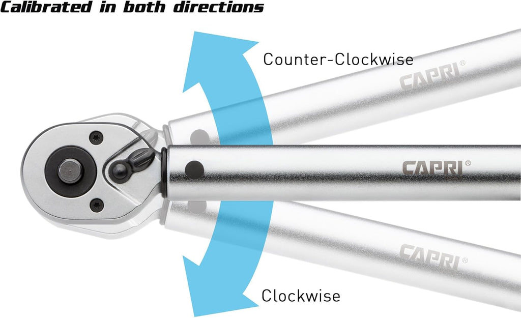 30-250 Foot Pound Industrial Torque Wrench, 1/2" Drive, Matte Chrome B82653