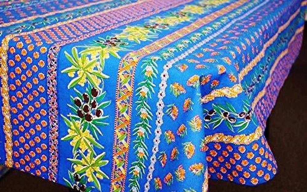 Blue Coated Cotton Tablecloth 60 Inches x 84 Inches Y8292