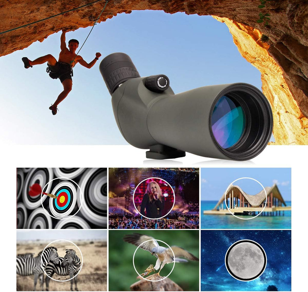 20-60x60 HD Spotting Scope BAK4 45 Degree Angled Eyepiece Telescope with Tripod, Carrying Bag Y634465
