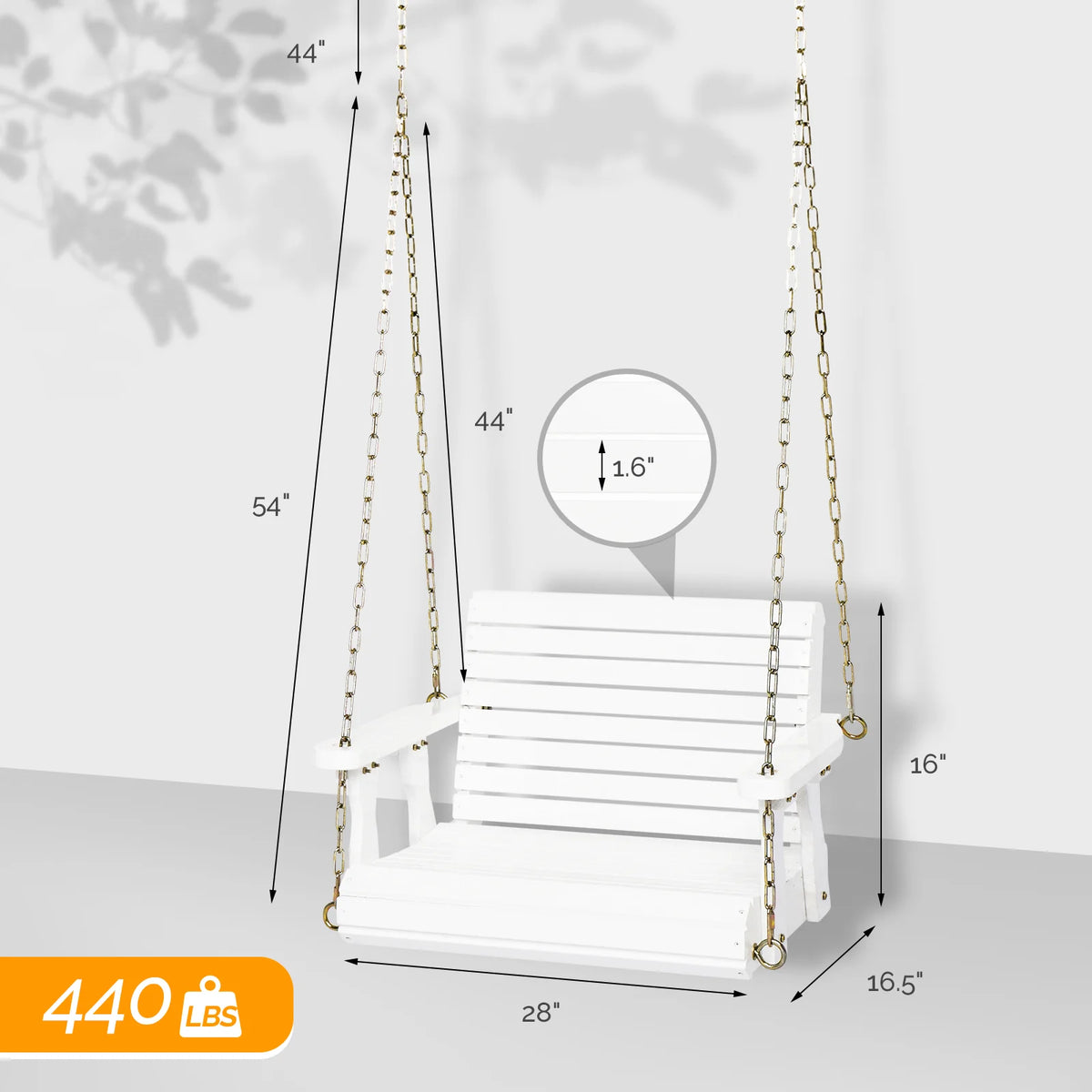 Rustic Patio Porch Swing with Adjustable Chains X343118