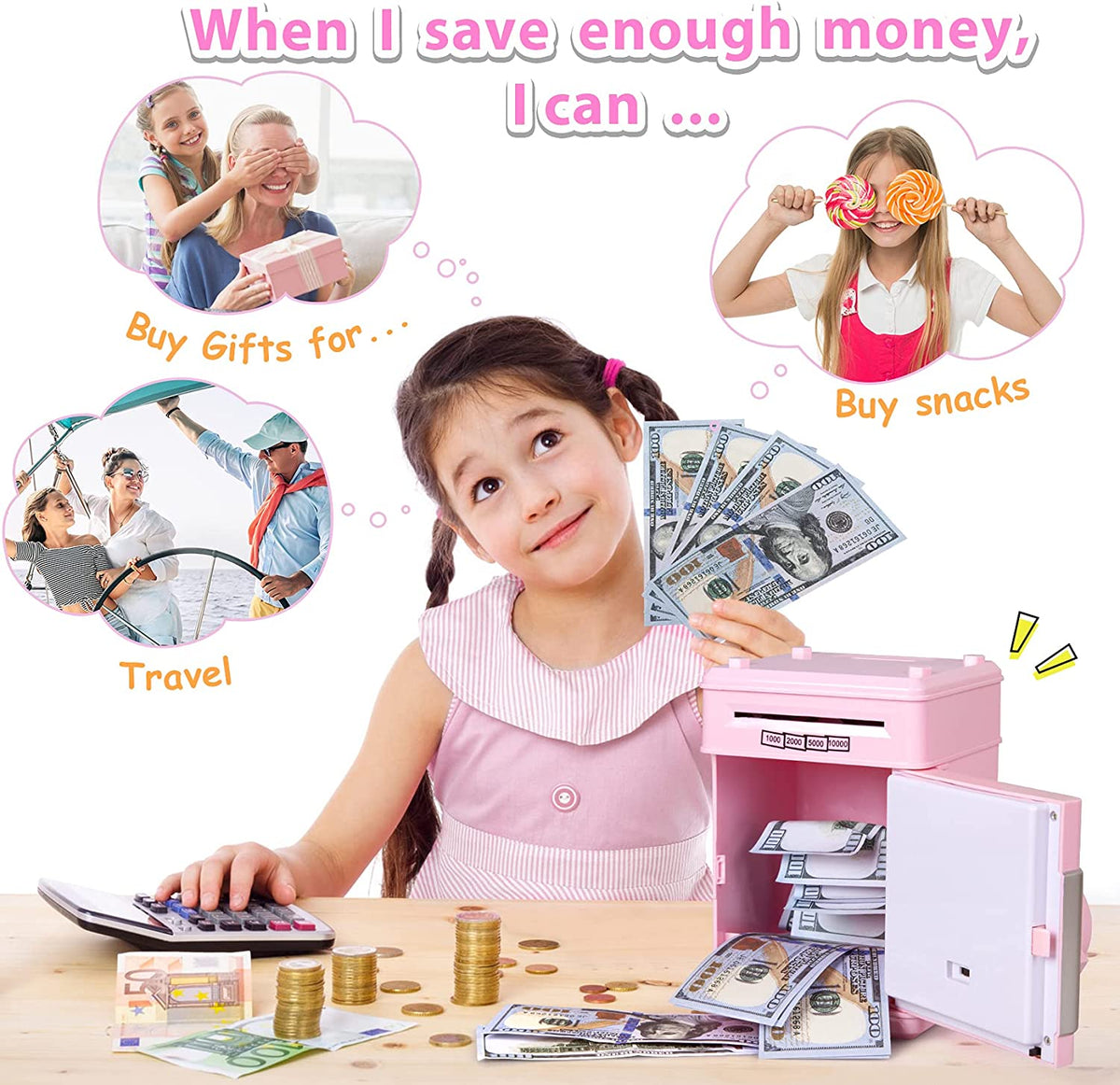 Piggy Money Bank for Kids, Pink I246