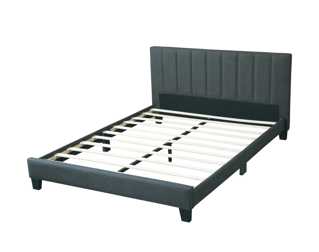 Solid Wood Full Size Bed with Polyfiber Headboard I55760