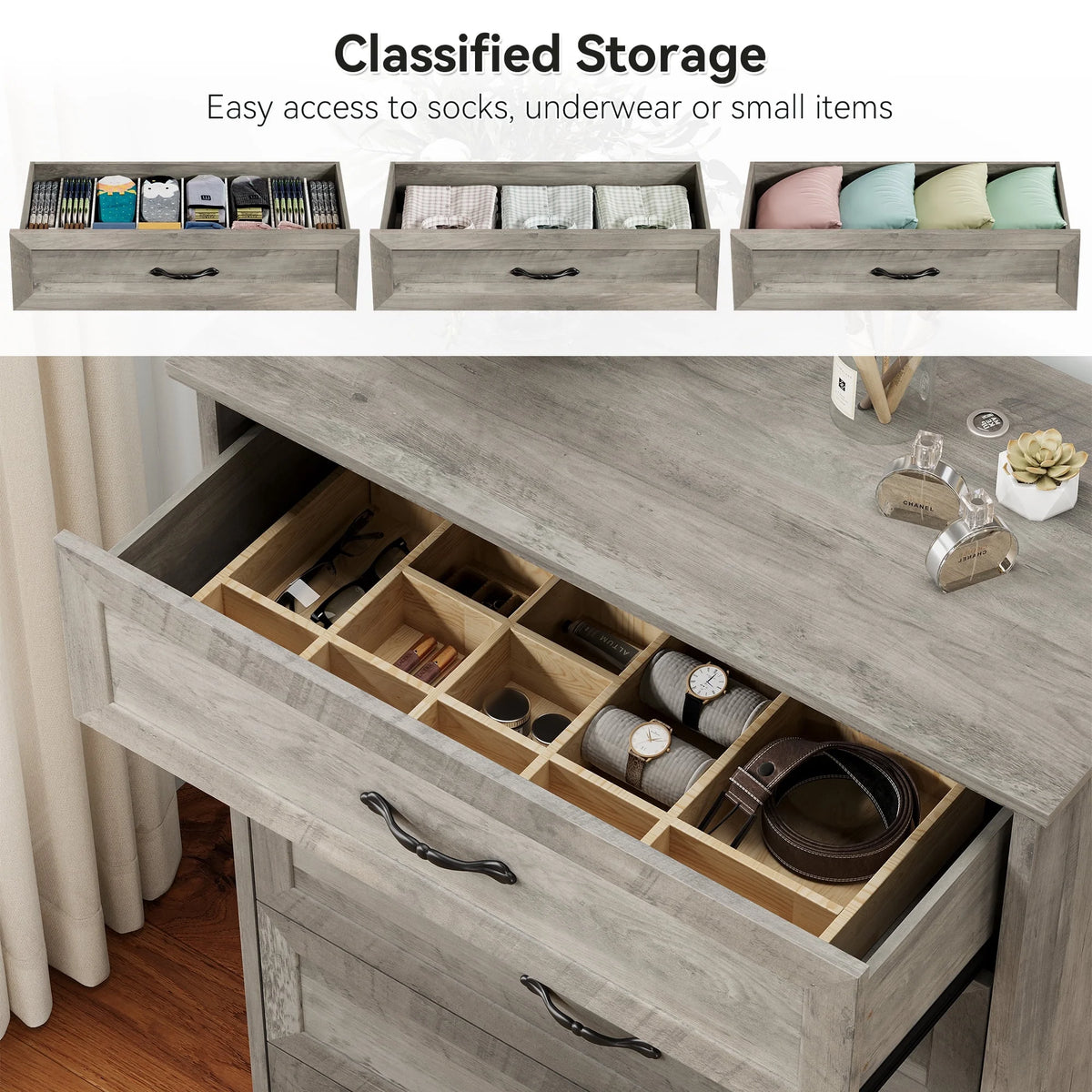 Grey 5 Drawer Dresser R1981