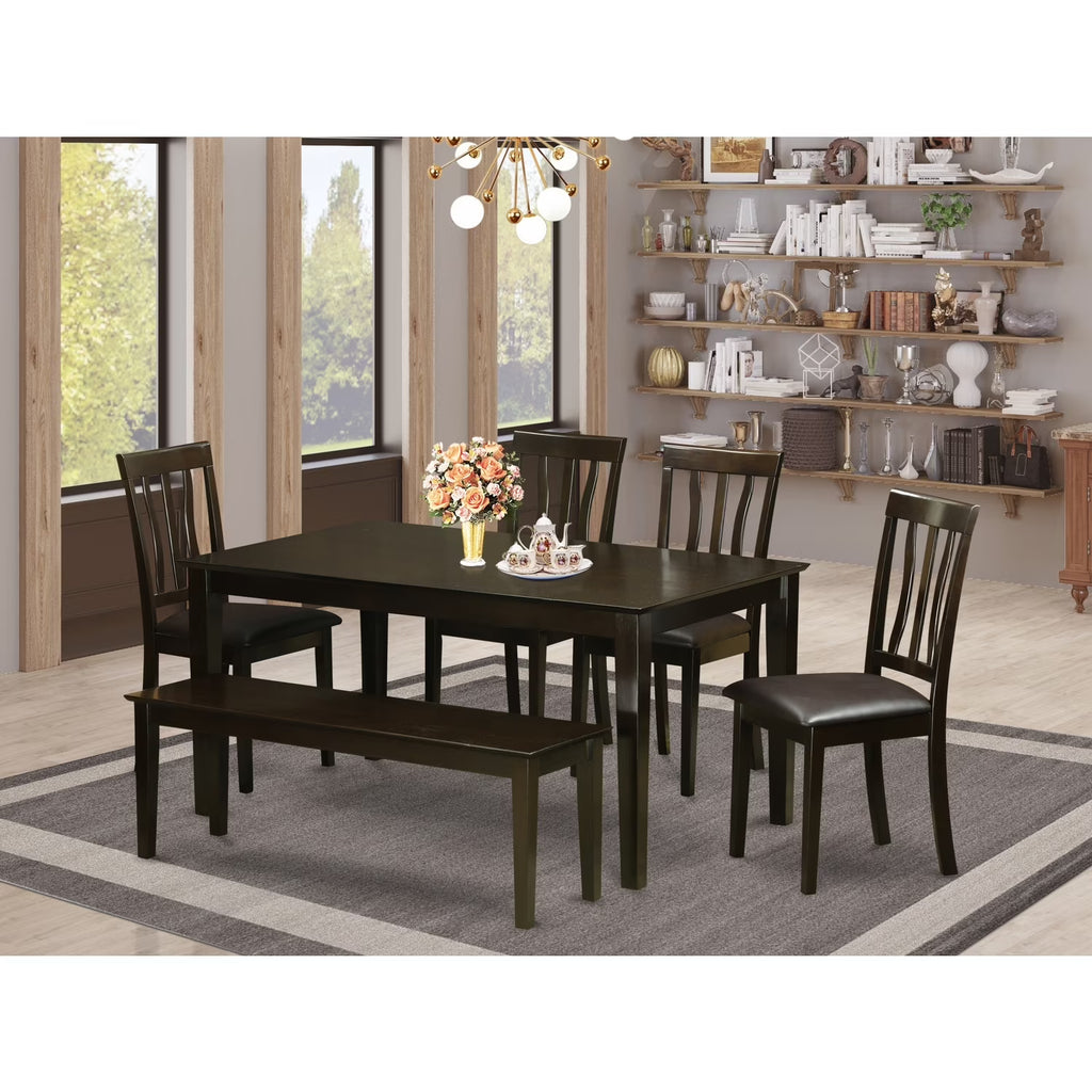 Rectangular Dining Table with 4 Chairs Plus Bench K19616