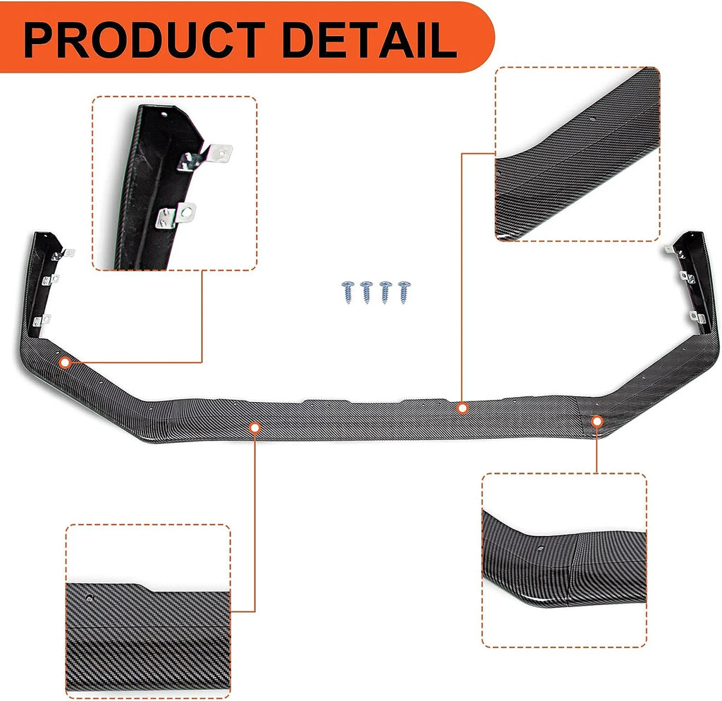 Carbon Fiber Look Front Bumper Lip Spoiler Splitter Side Body Kit U651