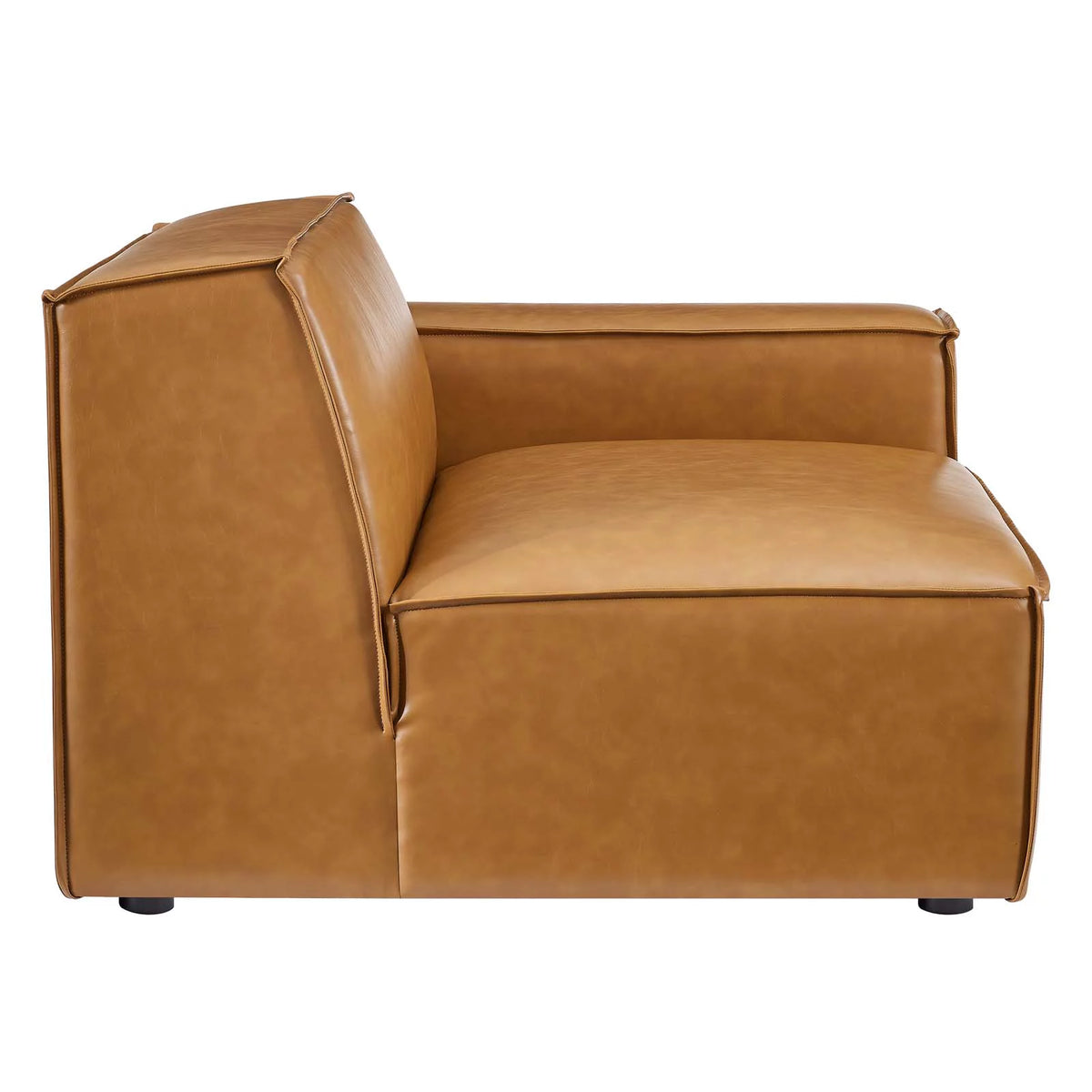 Tan Vegan Leather Left-Arm Sectional Sofa Chair A31680