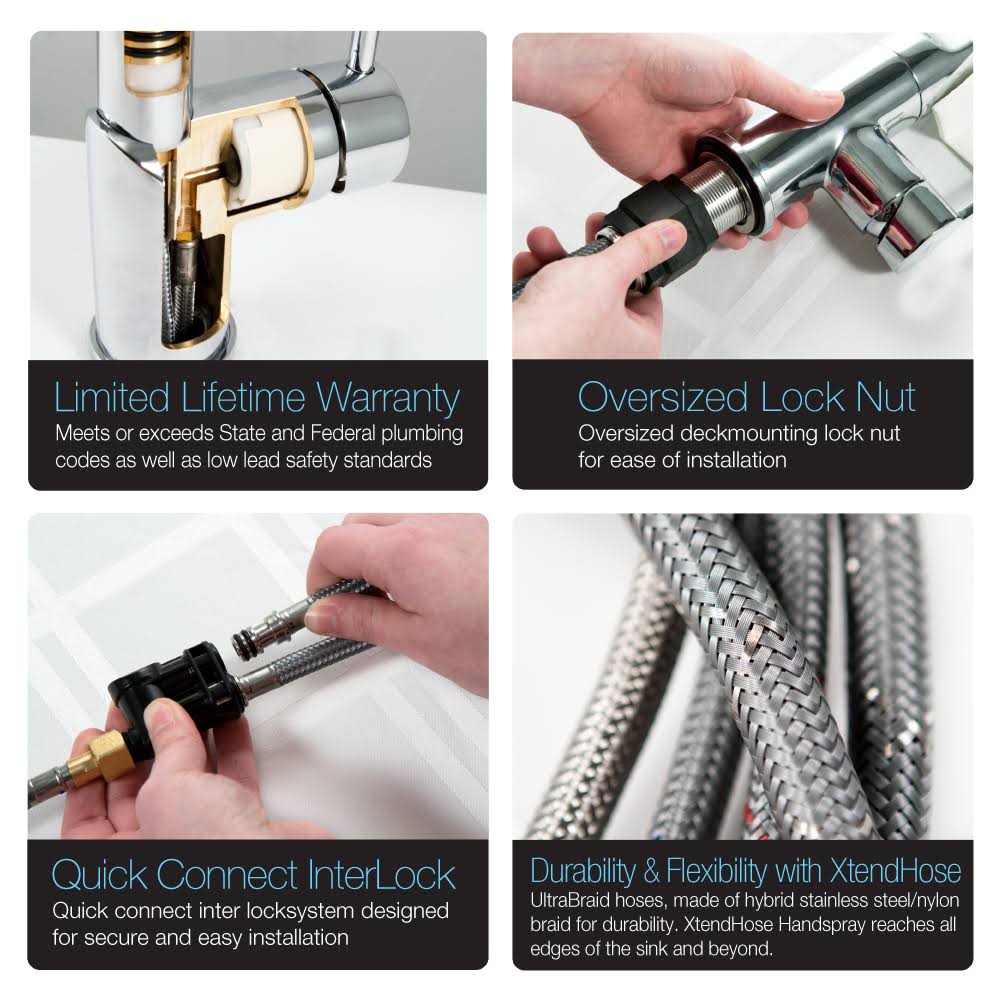 Polished Chrome Pull Out Kitchen Faucet J4789