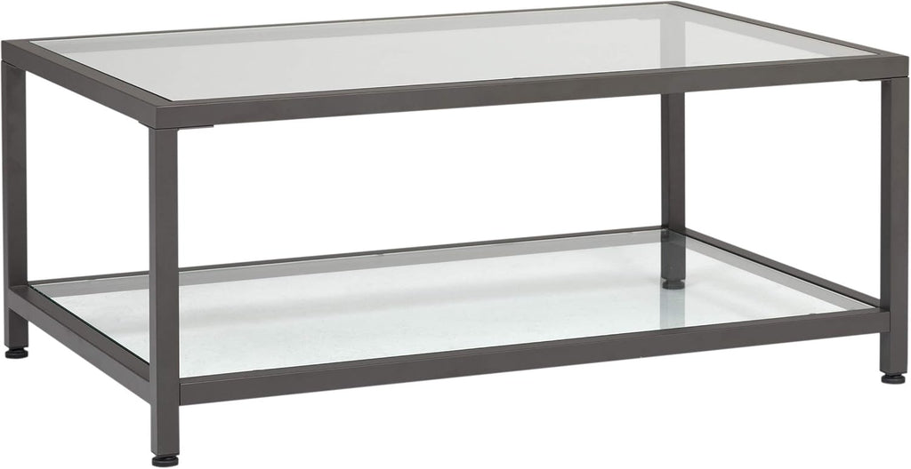 Pewter End Table with Clear Glass Z4944