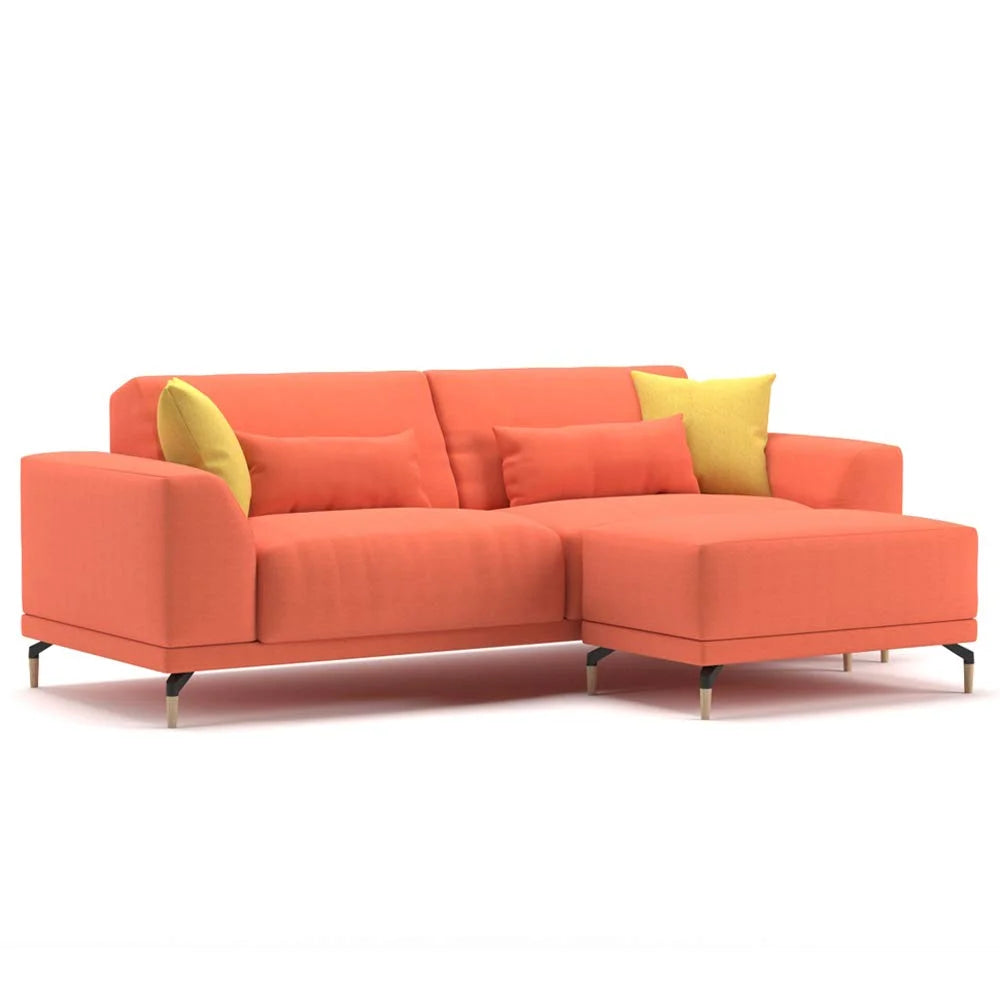 Modern Sofa with 4 Pillow Set and Pouf Ottoman L744