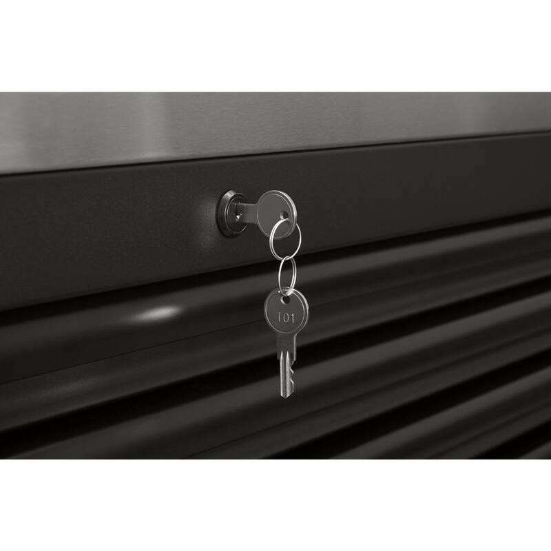 84 in. Heavy Duty Matte Black Mobile Workbench Tool Chest with Stainless Steel Work Top Z434