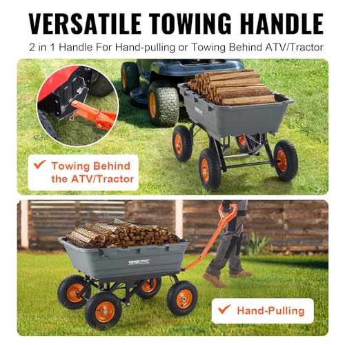 1200lbs 7Cu.Ft. Heavy Duty Poly Dump Cart with 13in All Terrain Wheels D5269