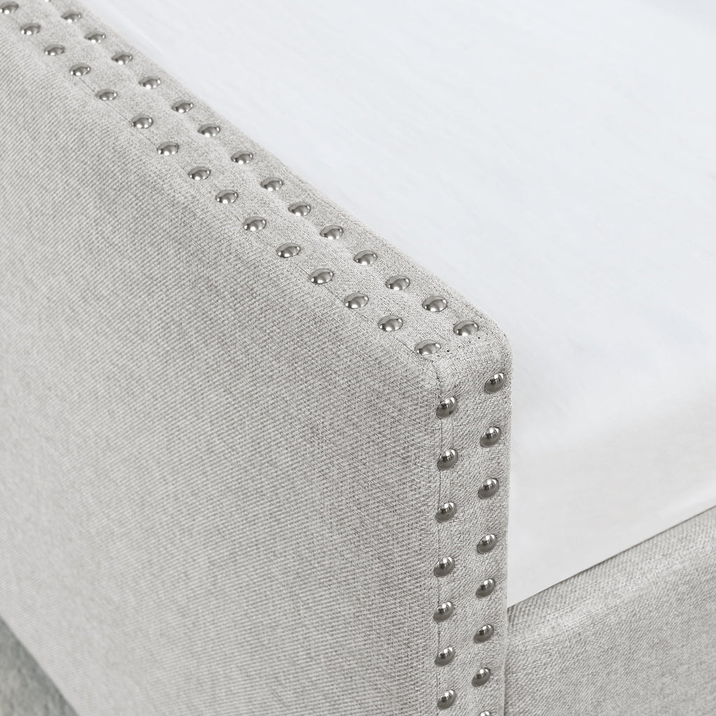 Beige Queen Size Upholstered Daybed with Drawers P327
