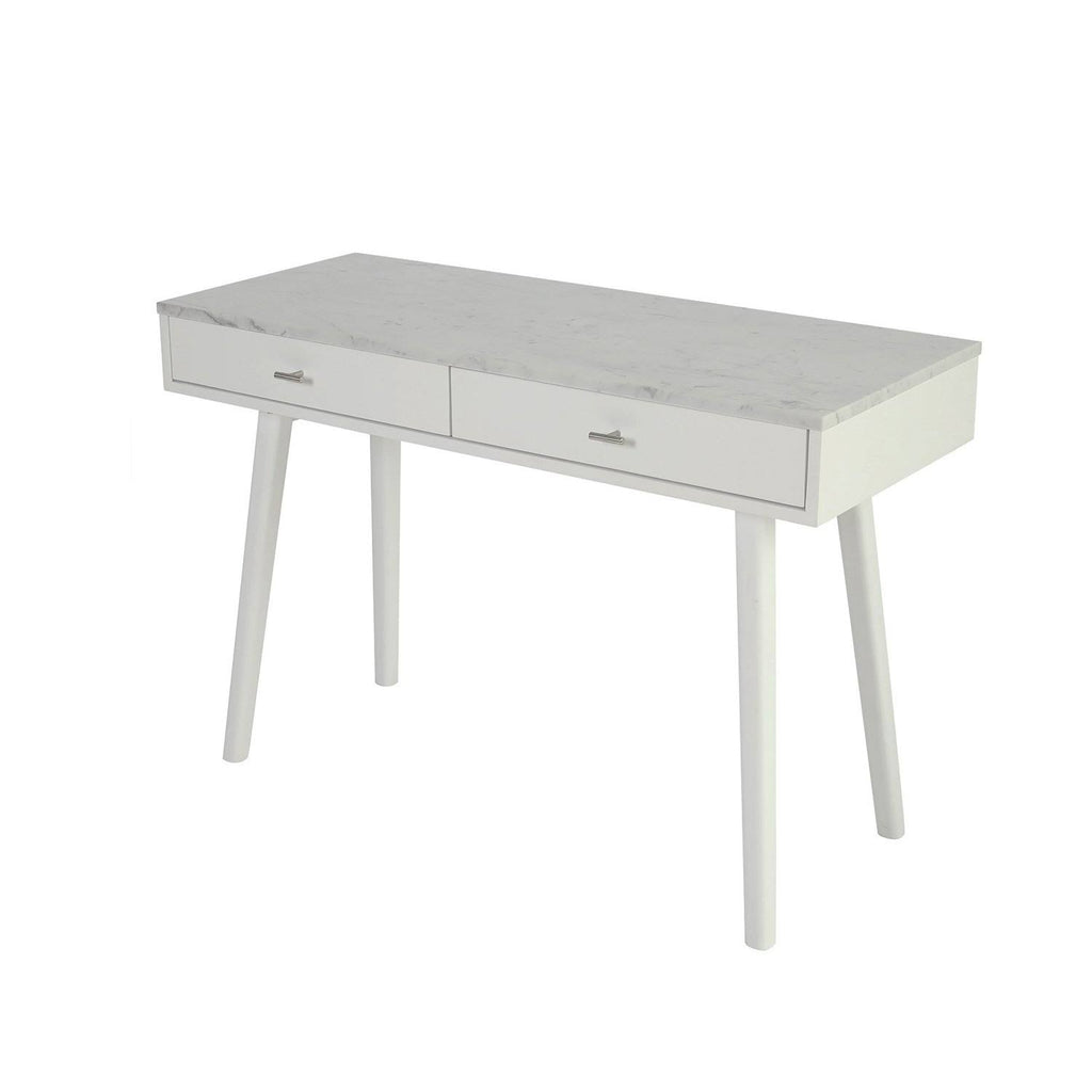 Rectangular Italian Carrara White Marble Writing Desk with Black Legs Z501