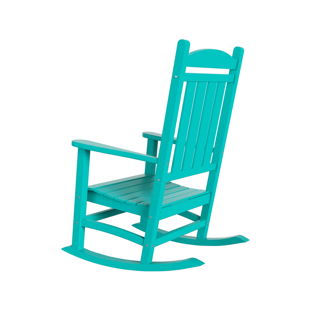 Plastic Outdoor Rocking Chairs Set of 2, Turquoise V347