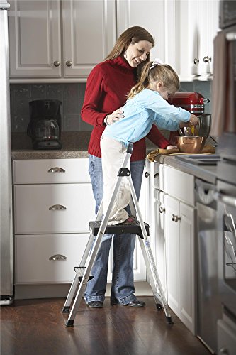 2 Step Folding Step Stool, Aluminum/Black I195