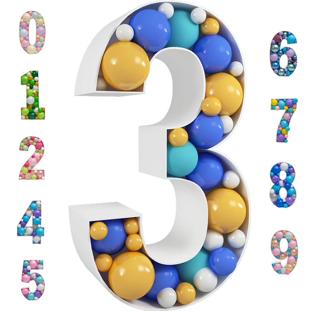 3 Pre-Cut Cardboard Light Up Mosaic Number Balloon Kit U515994