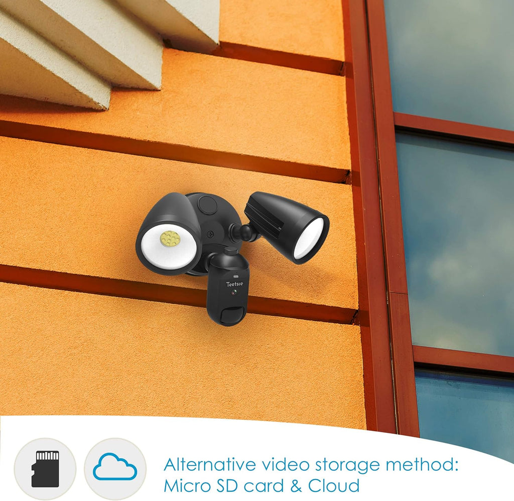 Floodlight Camera Hardwired Motion Sensor Outdoor Light 1080P WiFi IP65 Waterproof P2208