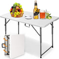 4 ft Folding Camping Table White Q5756