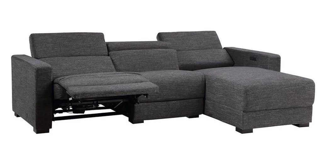 Dark Gray Polyester Fabric Power Reclining Sectional L2156
