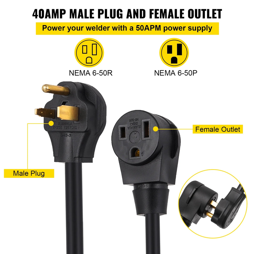 Welding Extension Cord 25ft 50AMP 8/3 Heavy Duty 8AWG 250V W96222