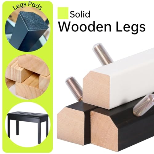 Solid Wood Padded Piano Bench with Storage V1625