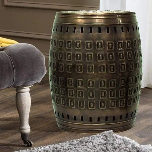 Vintage Bronze Drum End Table M8127