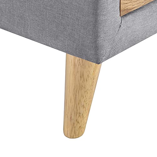 Gray Upholstered Wooden Storage Ottoman Bench with 2 Drawers T996