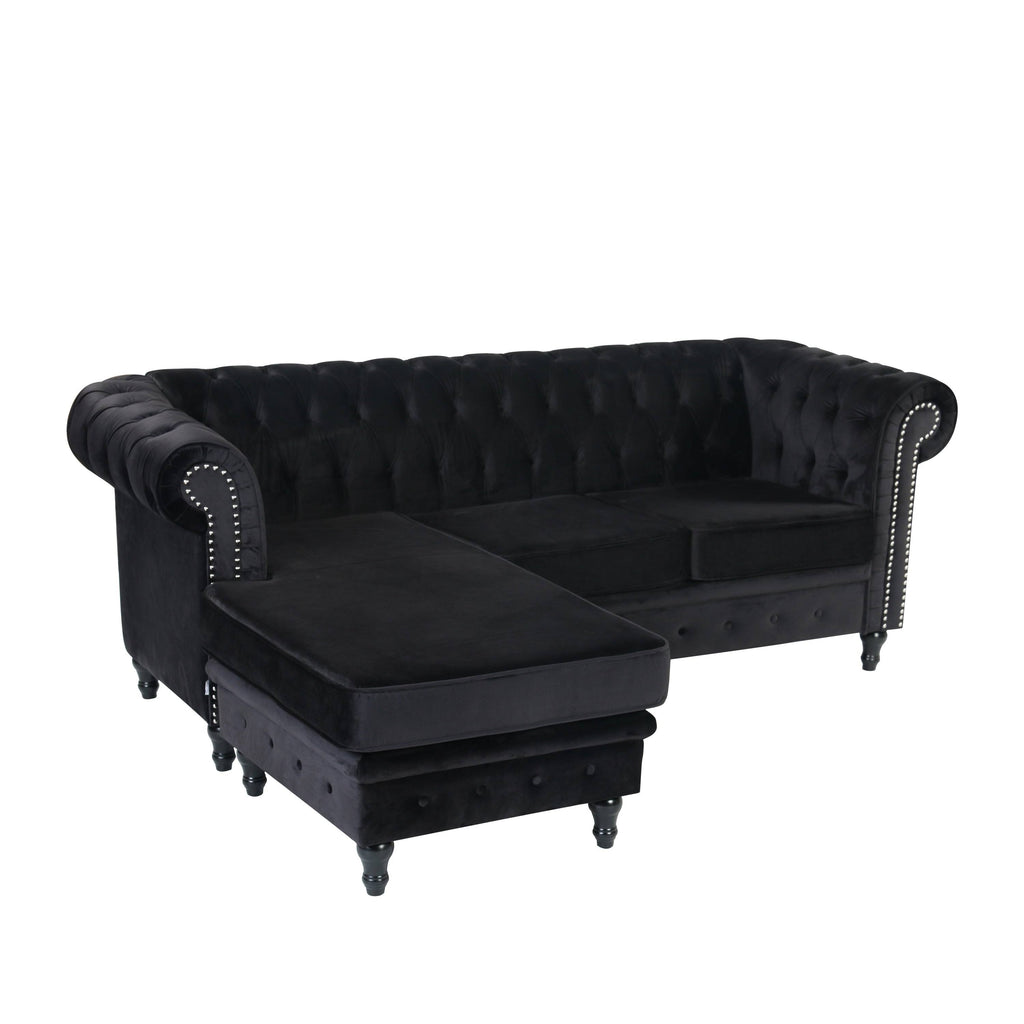 Red Velvet Rolled Arm Sofa with Ottoman B83221