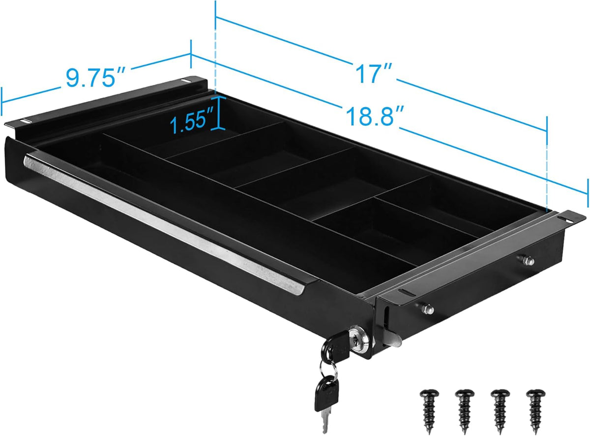 Under Desk Pull-Out Drawer with Lock Metal Pencil Drawer L4603