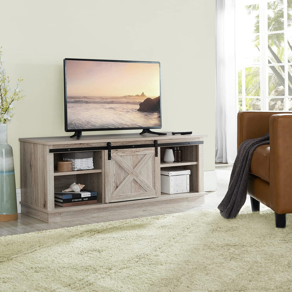 Black Sliding Barn Door TV Stand with Storage Cabinet L29117