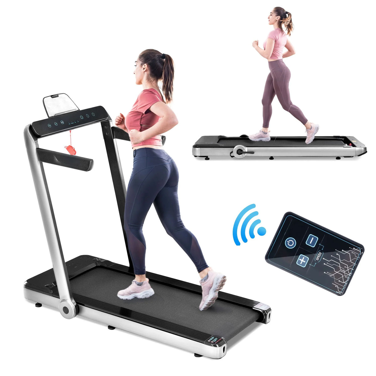 2 in1 Folding Treadmill 300 lb Capacity 8 mph Black F147