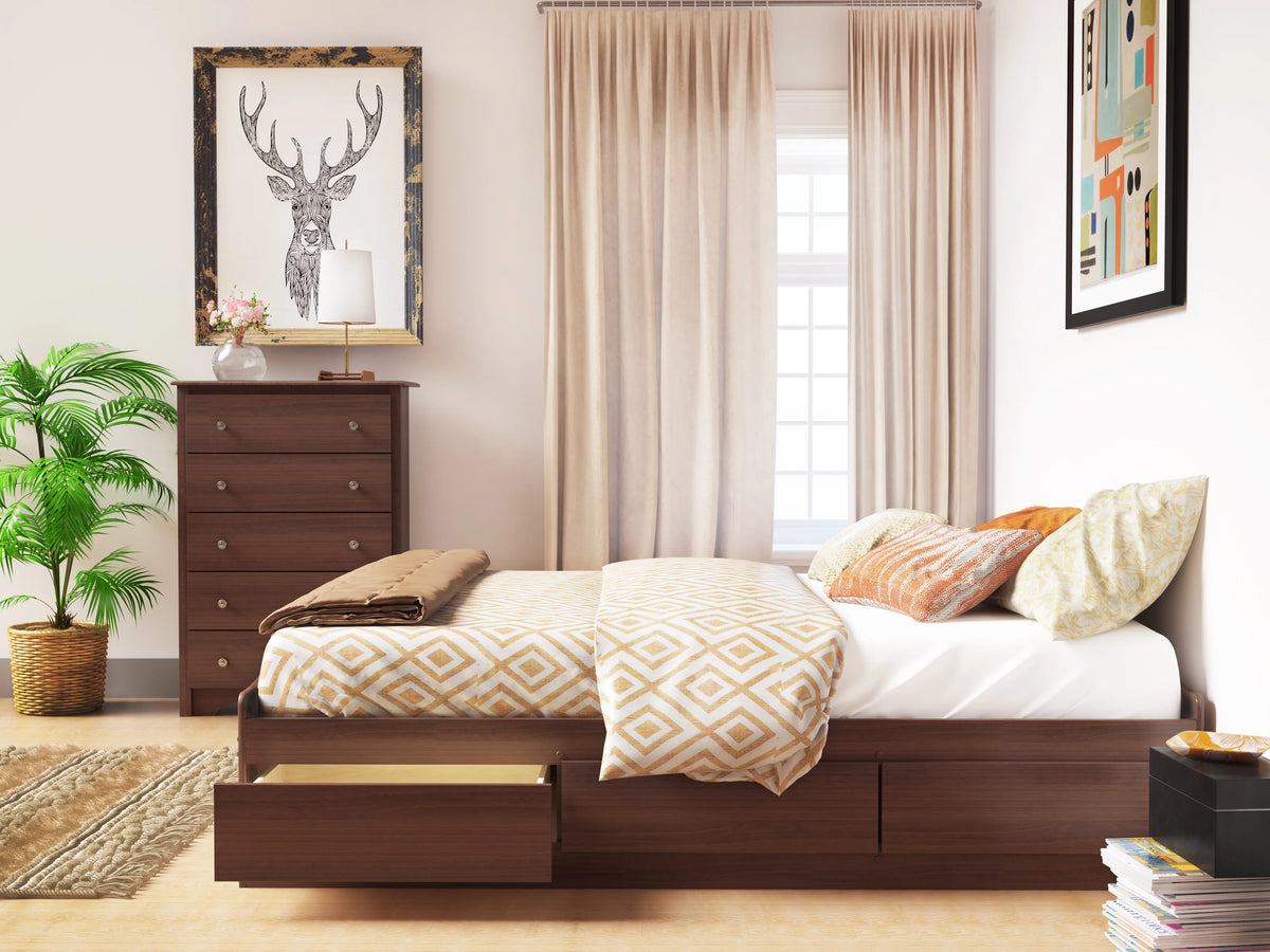 Wooden Queen Platform Bed with 6 Drawers Z64086