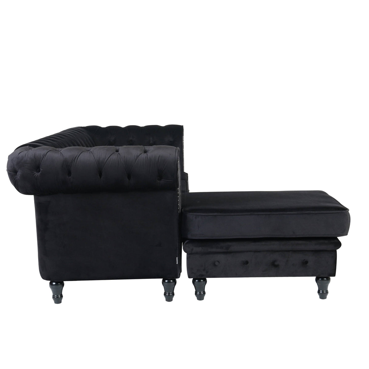 Red Velvet Rolled Arm Sofa with Ottoman B83221