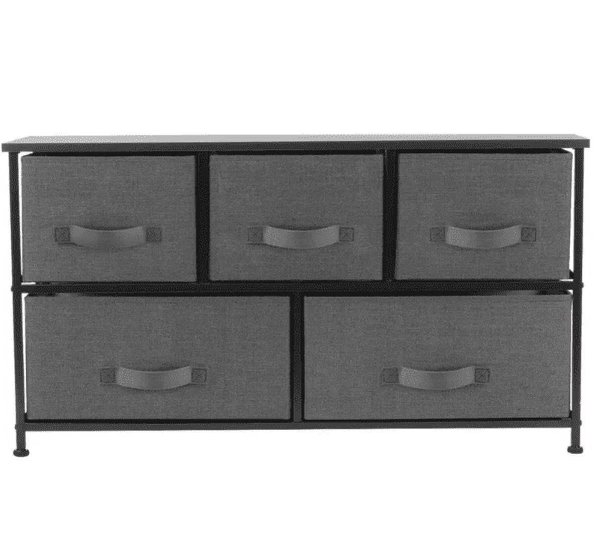 5 Drawer Fabric Storage Dresser with Wood Top V14153