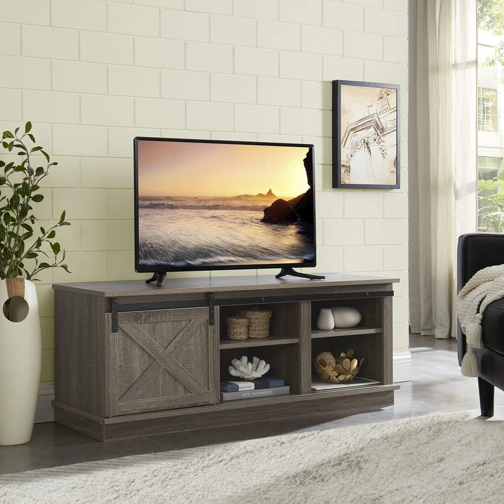 Black Sliding Barn Door TV Stand with Storage Cabinet L29117