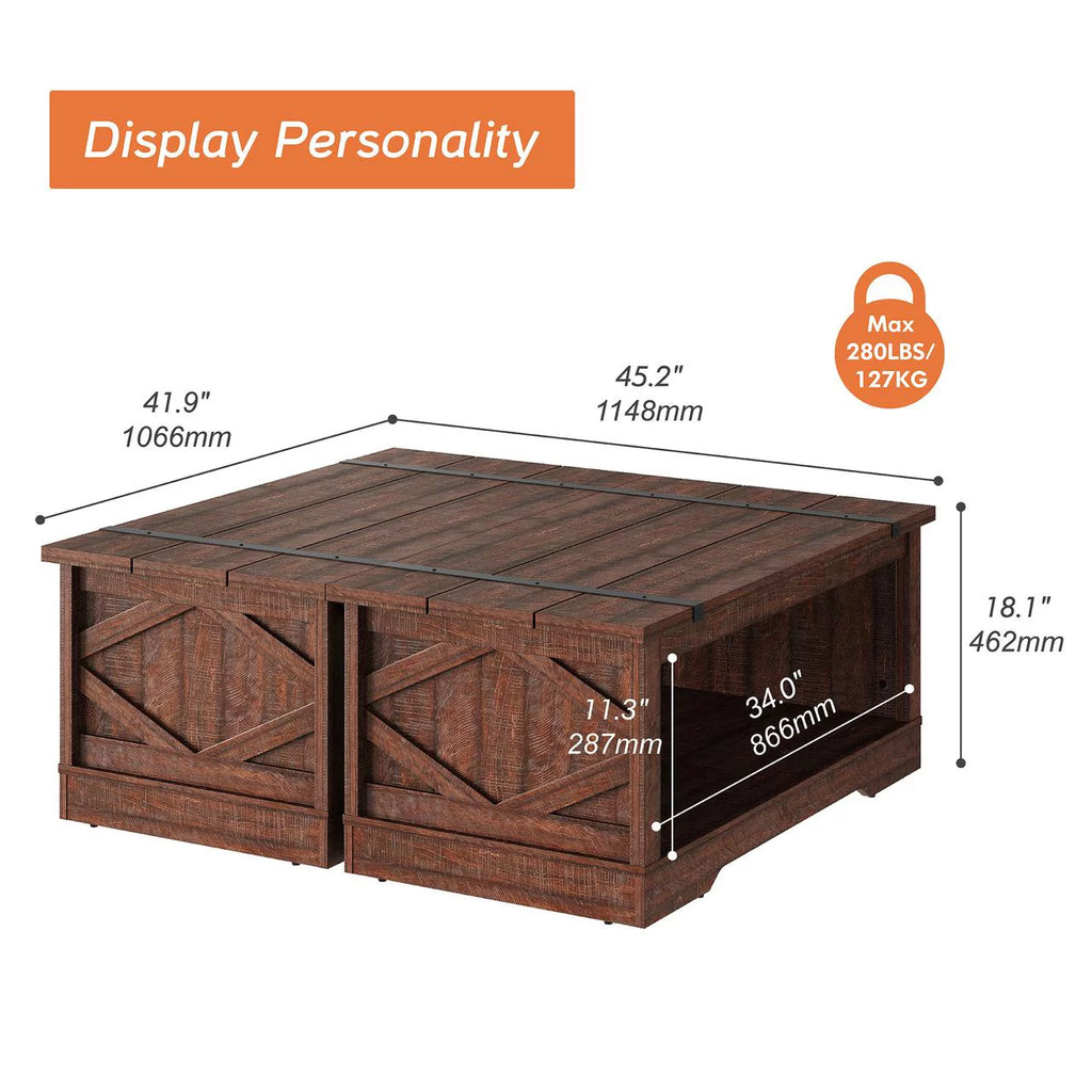 Rustic Brown Wood Coffee Table with Storage G897273