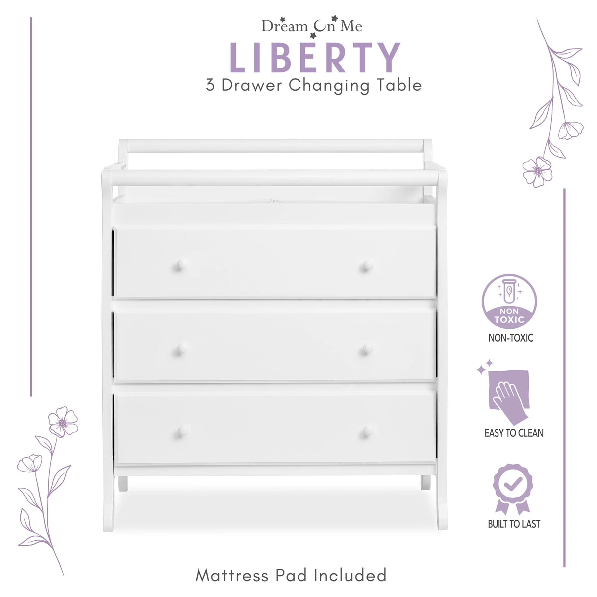 White 3 Drawer Changing Table A282778