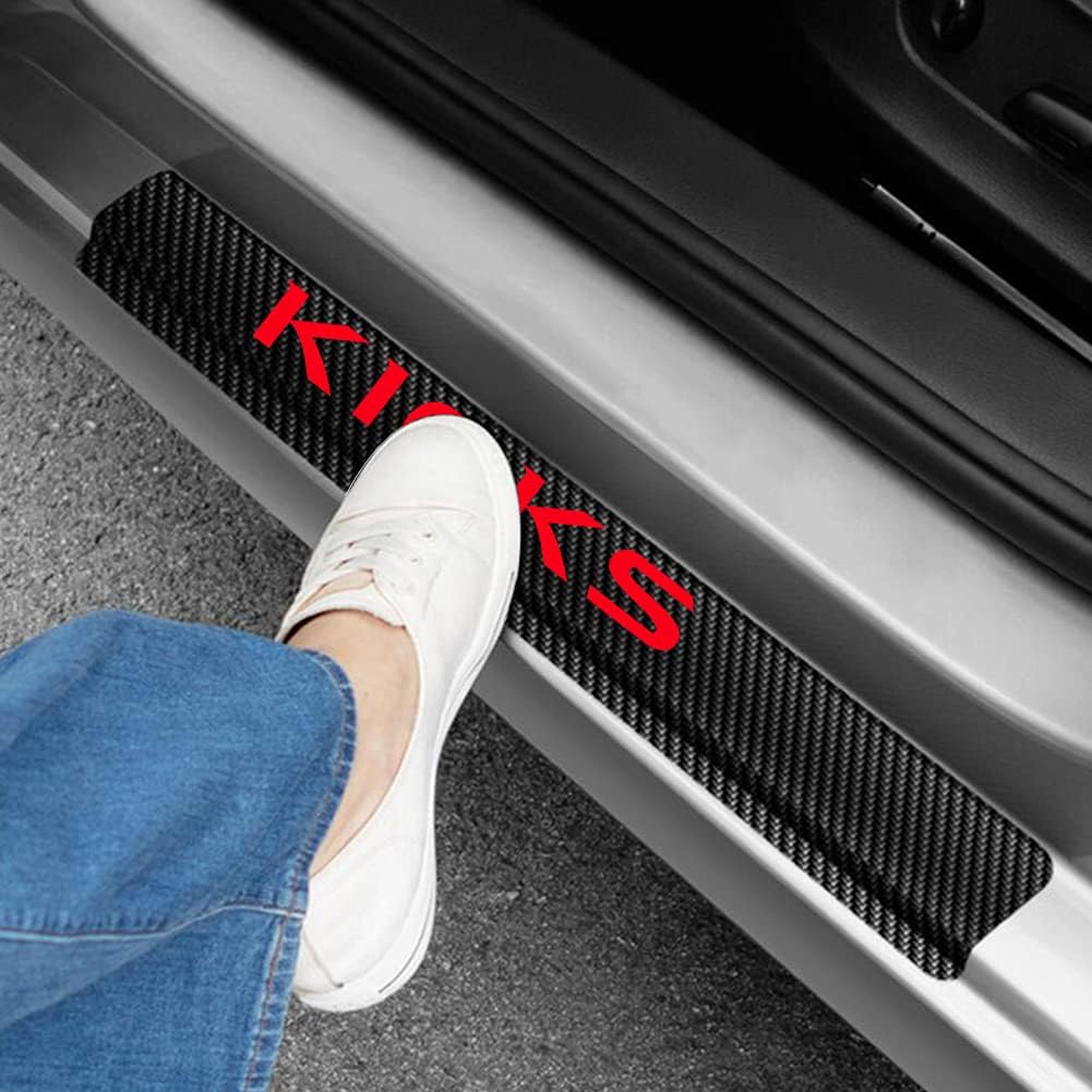 4D Carbon Fiber Door Sill Protector Stickers 4Pcs (Red) D926783