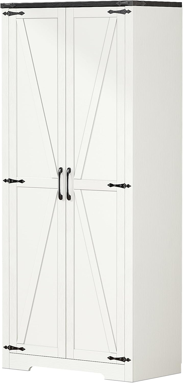 White 72" Wardrobe Closet with Doors J96740