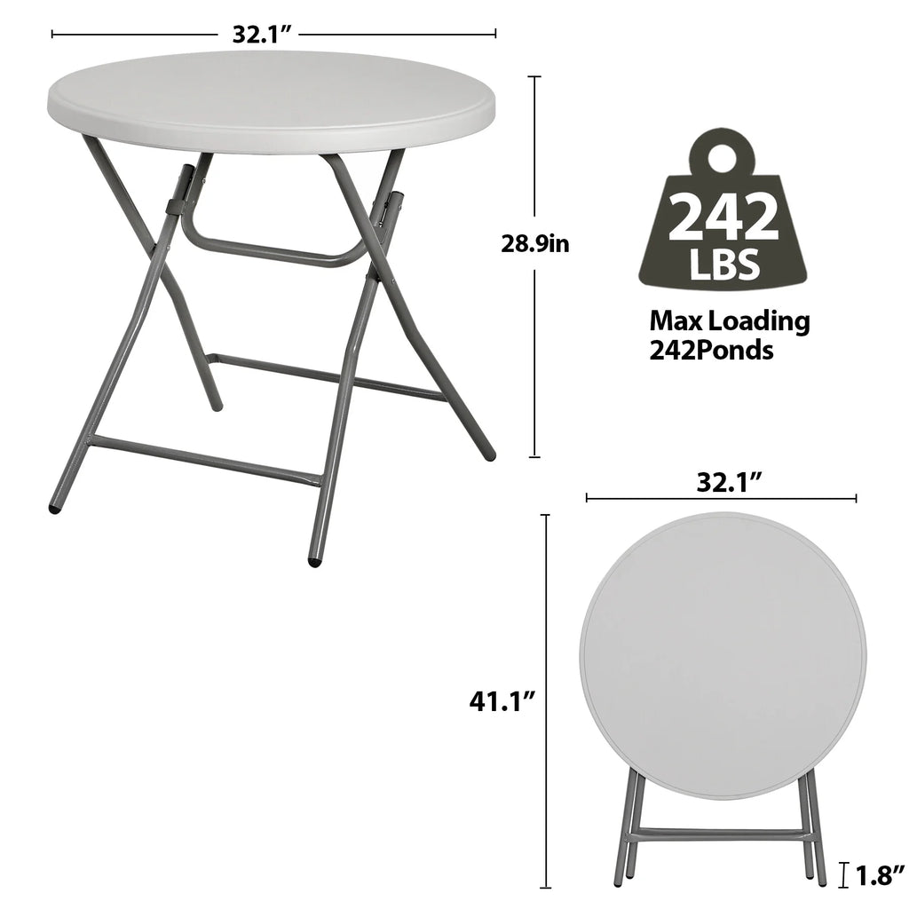 White 32" Round Plastic Dining Table Y633