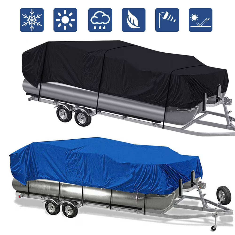 Blue And Black Pontoon Boat Cover M1063