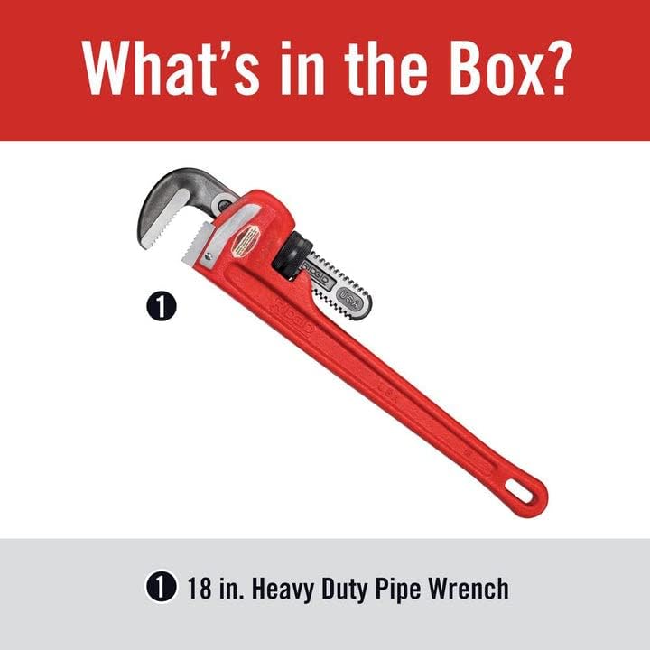 18-inch Heavy-Duty Straight Pipe Wrench, Red, Pack of 2 E80446